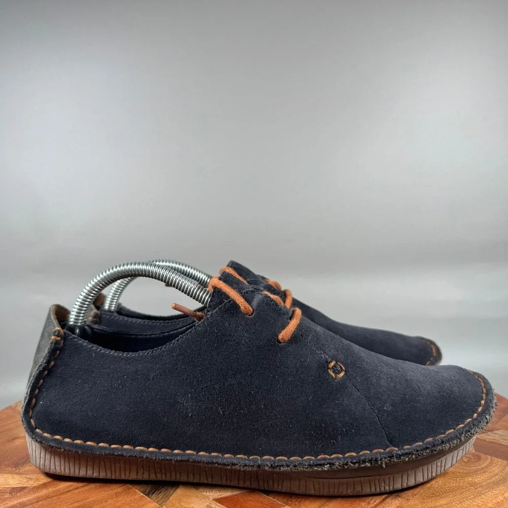 Clarks Artisan Janey June Blue Suede Lace Up Oxford Shoes Womens 7.5 26121914
